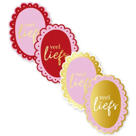 KP® Stickers 42x56mm - Veel liefs (4 varianten) 250p/r