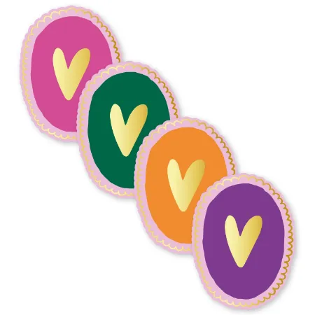 Afbeeldingen van KP® Stickers 42x55mm - Hartjes (4 varianten) 250p/r