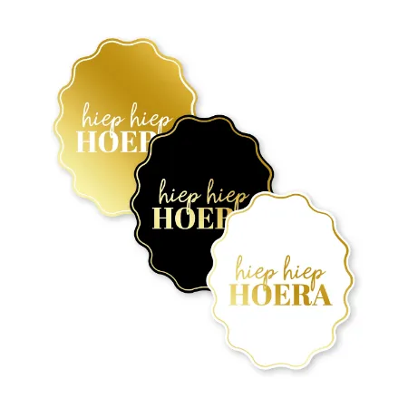 KP® Stickers 51x62mm - Hiep hiep hoera (3 varianten) 250p/r