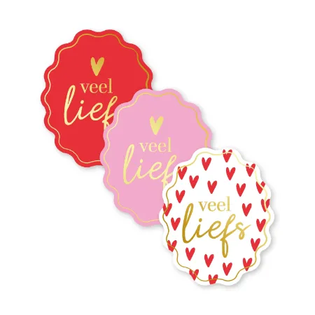 KP® Stickers 51x62mm - Veel liefs (3 varianten) 250p/r