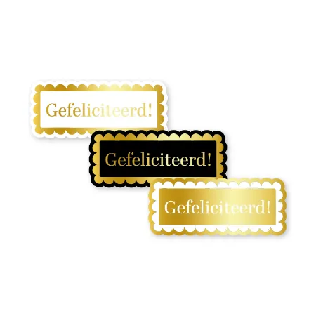 KP® Stickers 25x60mm - Gefeliciteerd! (3 varianten) 250p/r