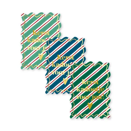 KP® Stickers 40x56mm - Kerst kadootje voor jou (lines) (3 varianten) 250p/r
