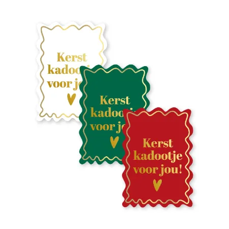 KP® Stickers 40x56mm - Kerst kadootje voor jou (groen/rood) (3 varianten) 250p/r