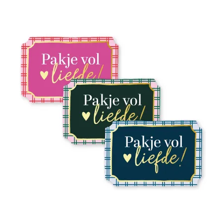 KP® Stickers 40x60mm - Pakje vol liefde (3 varianten) 250p/r