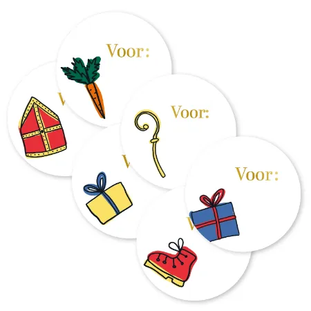 KP® Stickers D40mm - Voor: (Sint) (6 varianten) 250p/r