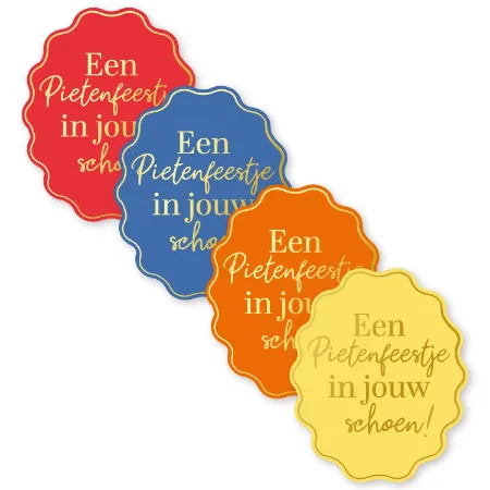 KP® Stickers 51,5x62mm - Een pietenfeestje in jouw schoen (4 varianten) 250p/r