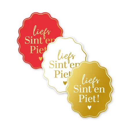 KP® Stickers 51,5x62mm - Liefs Sint en Piet (3 varianten) 250p/r
