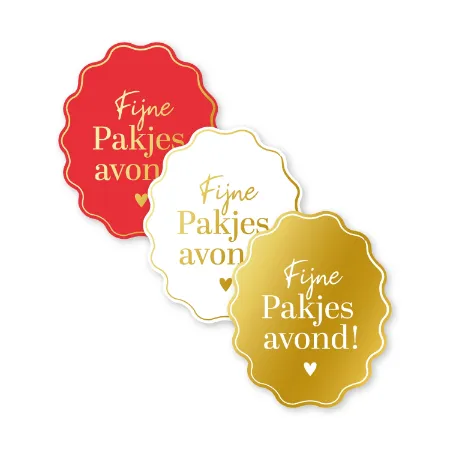 KP® Stickers 51,5x62mm - Fijne pakjesavond (3 varianten) 250p/r