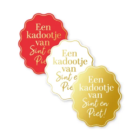 KP® Stickers 51,5x62mm - Een kadootje van Sint en Piet (3 varianten) 250p/r