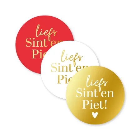 KP® Stickers D40mm - Liefs Sint en Piet (3 varianten) 250p/r