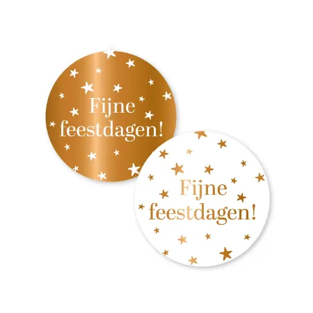 KP® Stickers D40mm - Fijne feestdagen (koper) (2 varianten) 250p/r