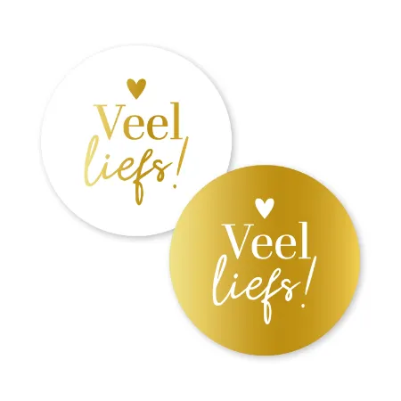 KP® Stickers D40mm - Veel liefs (2 varianten) 250p/r