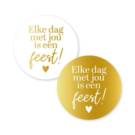 KP® Stickers D40mm - Elke dag met jou is een feest (2 varianten) 250p/r