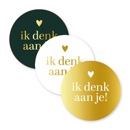 KP® Stickers D40mm - Ik denk aan je (3 varianten) 250p/r