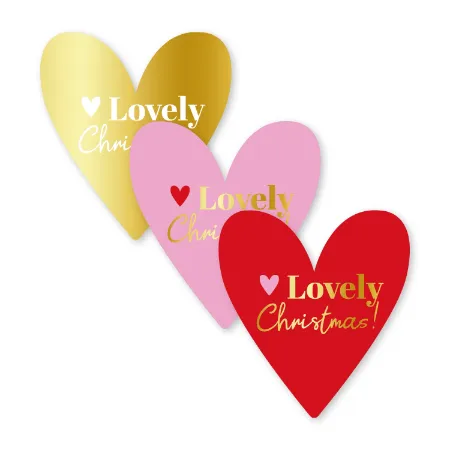 KP® Stickers 50x54,3mm - Lovely Christmas (hart) (3 varianten) 250p/r