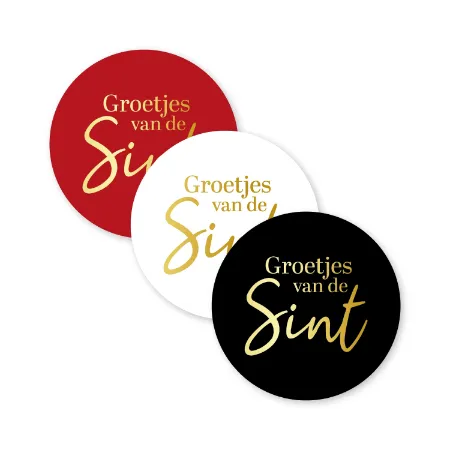 KP® Stickers D40mm - Groetjes van de Sint (3 varianten) 250p/r