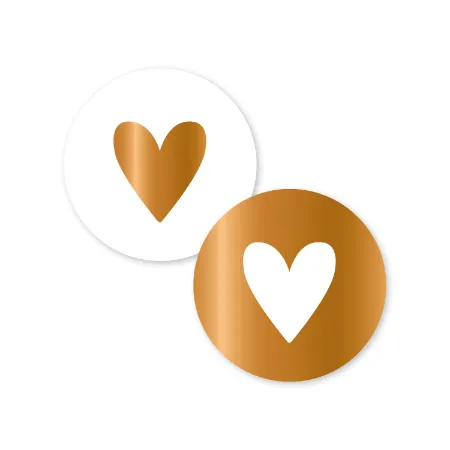 KP® Stickers D40mm - Hartjes (koper) (2 varianten) 250p/r