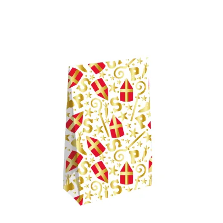 KP® Gift bag - Mijter pret wit - 13 x 6 x 17,5 + 2,5cm, 25st