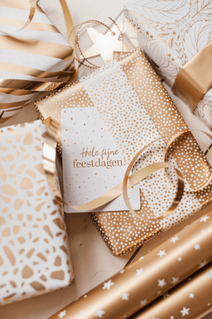 KP® Cadeaukaartjes A7 - Hele fijne feestdagen (wit/goud), 25 stuks