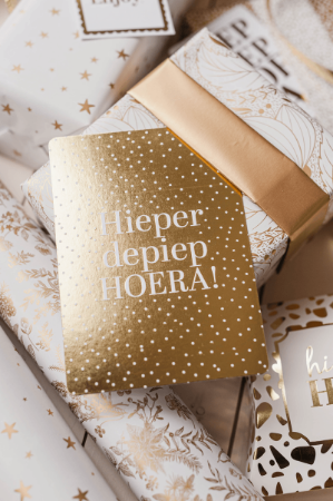 KP® Wenskaarten A6 - Hieperdepiep Hoera (goud) - 10 stuks