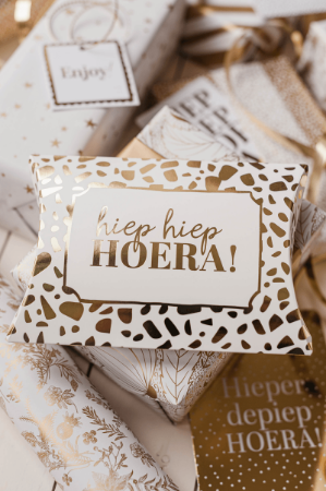 KP® Gondeldoosjes - Hiep hiep hoera (terrazzo goud) - 25 stuks