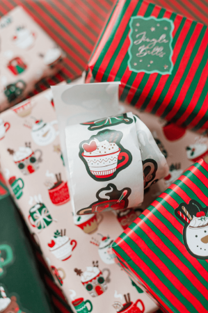KP® Stickers 54x52mm - Christmas mugs (7 varianten) 250p/r