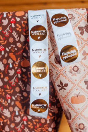 KP® Stickers D40mm - Hartelijk gefeliciteerd(brons) (2 varianten) 250p/r