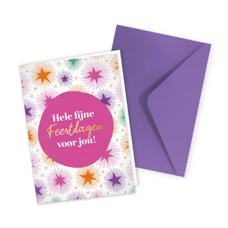 KP® Wenskaarten gevouwen - Hele fijne feestdagen voor jou (stars) - 5 stuks