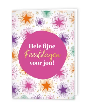 KP® Wenskaarten gevouwen - Hele fijne feestdagen voor jou (stars) - 5 stuks