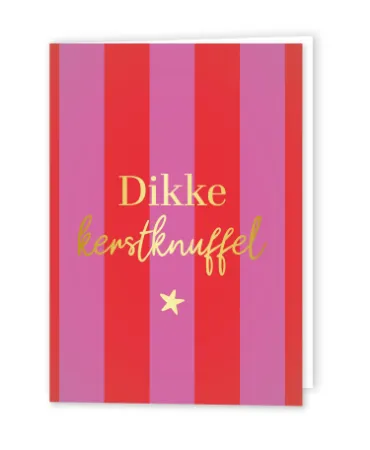 KP® Wenskaarten gevouwen - Dikke kerstknuffel (roze/rood) - 5 stuks