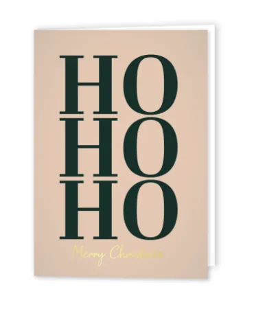 KP® Wenskaarten gevouwen - HoHoHo merry Christmas (beige) - 5 stuks
