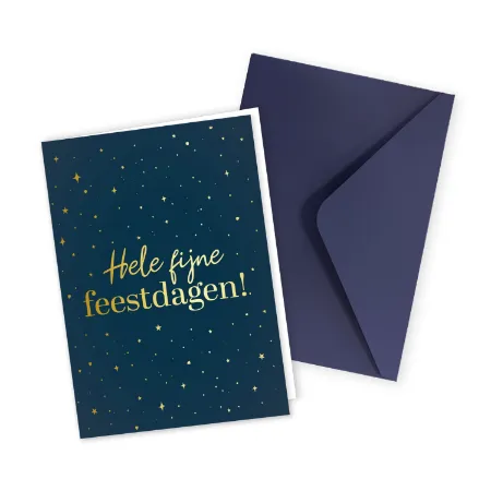 KP® Wenskaarten gevouwen - Hele fijne feestdagen (donkerblauw) - 5 stuks