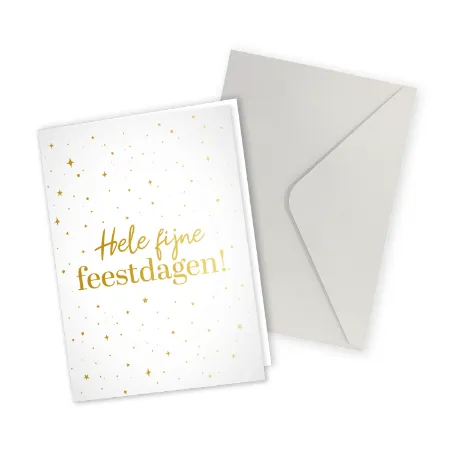 KP® Wenskaarten gevouwen - Fijne kerst, gelukkig nieuwjaar (wit/goud) - 5 stuks