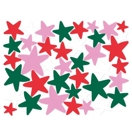 Roze, rode, groene sterren raamstickers - Kerst versiering
