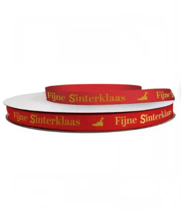 KP® Satijnlint 12mm - Fijne Sinterklaas, rood/goud 100m