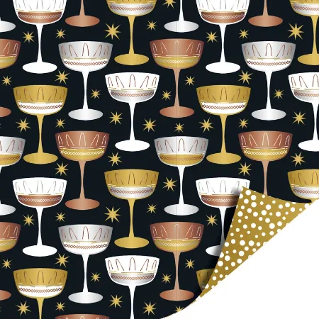 Afbeeldingen van KP® Cadeaupapier 30cm 100m - Raise your glass gold
