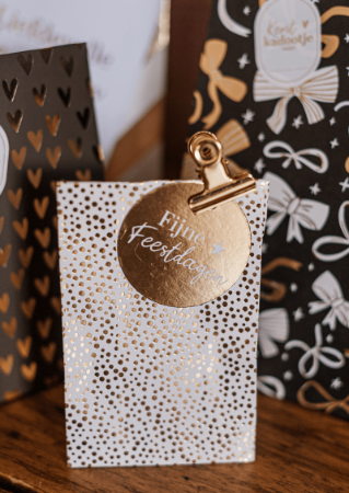 Afbeeldingen van KP® Cadeaulabel - Fijne feestdagen (goud) - D60mm