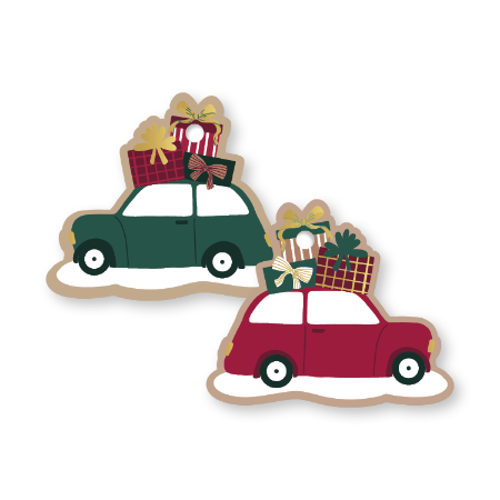 Afbeeldingen van KP® Cadeaulabel - Auto + cadeau (dubbelzijdig) - 63x53mm