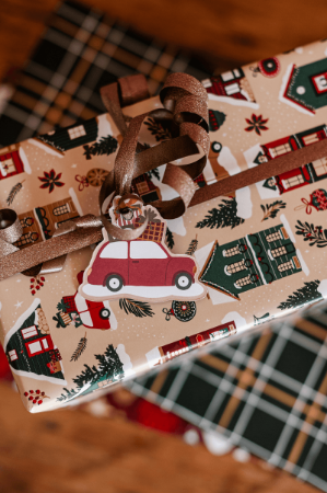Afbeeldingen van KP® Cadeaulabel - Auto + cadeau (dubbelzijdig) - 63x53mm