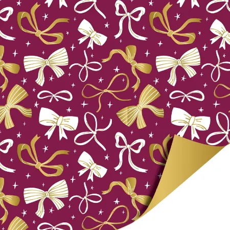 Afbeeldingen van KP® Cadeaupapier 50cm 100m - Bows burgundy purple