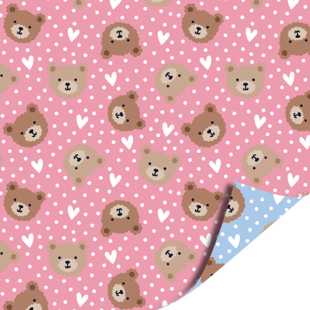 Afbeeldingen van KP® Cadeaupapier 50cm 200m - Little Bear (pink/blue)