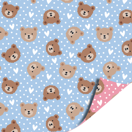 Afbeeldingen van KP® Cadeaupapier 50cm 200m - Little Bear (pink/blue)